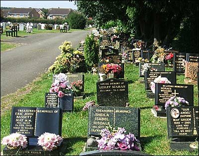 Section W where ashes are buried, looking towards section H