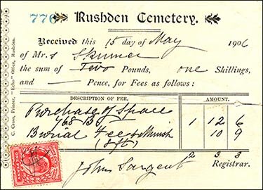 grave space receipt